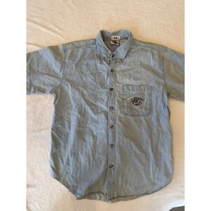 Vintage Nashville Predators Shirt Adult L Blue Denim Button Hockey NHL Mens 90s